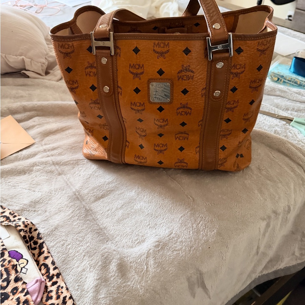 MCM Cognac Visetos Tote Bag